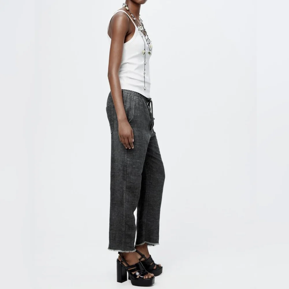 ZARA ZW COLLECTION LINEN BLEND JOGGER PANTS